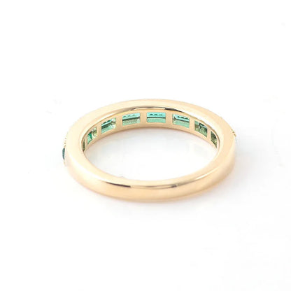 MUSHAN Bespoke Jewelry 10k 14k 18k Gold Ring with Lab Grown Emerald Wedding Engagement Ring Band for Women 18k Golden Jewelry