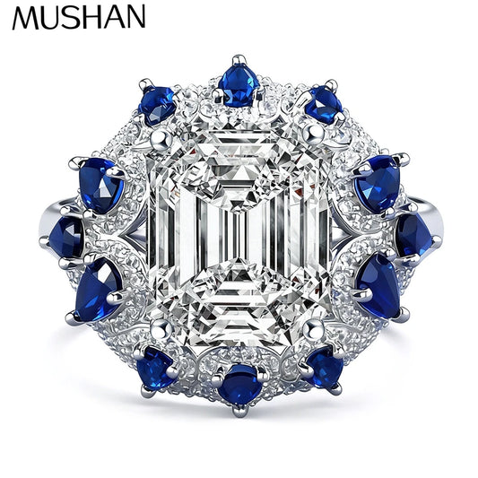 MuShan Brand Jewelry 925 Sterling Silver Ring Moissanite Diamond Formal Ring for Wife 18K Real Gold Plated MST Patent Rings