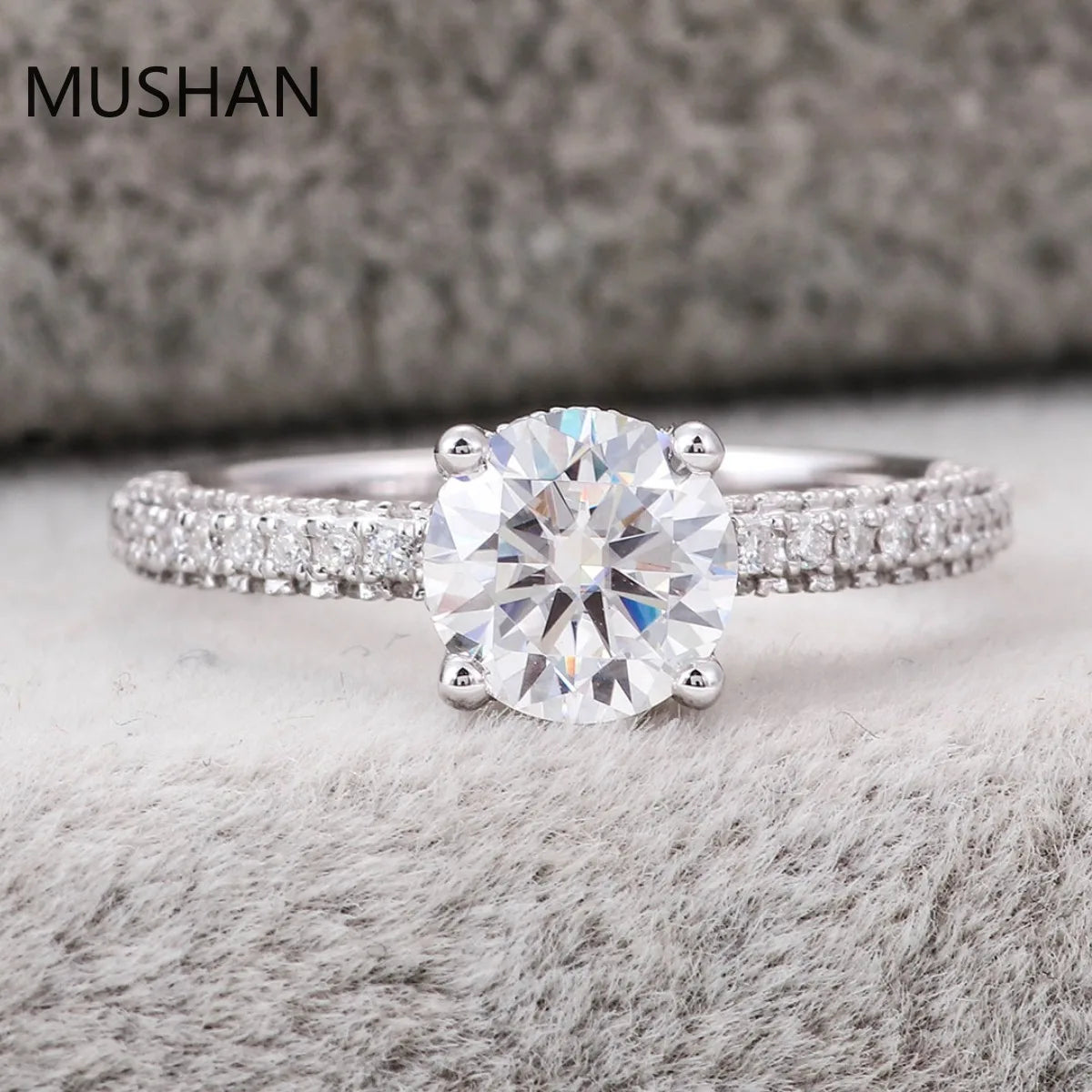 MUSHAN Luxury Custom 14K 18K Gold Rings Band Jewelry With Moissanite Diamond Lab Grown Gemstones Diamond Wedding Ring For Women