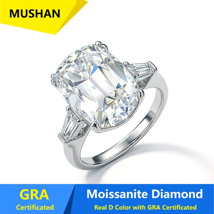 MUSHAN Luxury Jewelry 925 Sterling Silver Ring Band Women GRA Certificated Moissanite Diamond Emerald D Color Rings Fine Jewelry