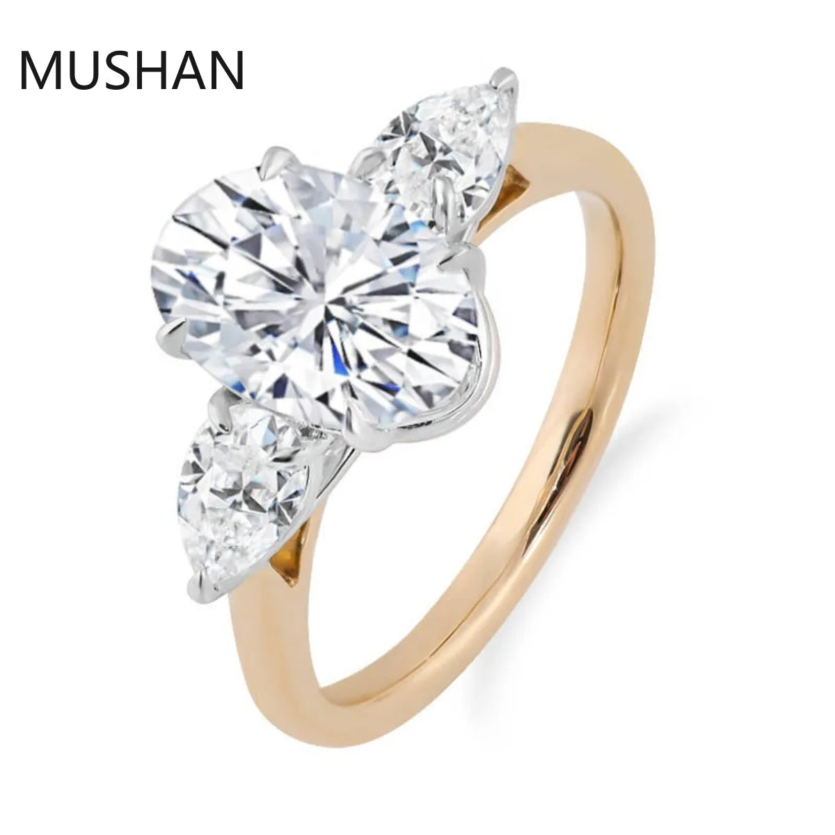 MUSHAN Luxury Custom 14K 18K Gold Rings Band Jewelry With Moissanite Diamond Lab Grown Gemstones Diamond Wedding Ring For Women