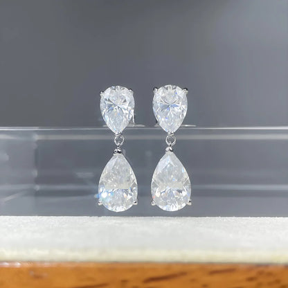 MuShan Brand Jewelry 12ct Moissanite Water Drop Earrings For Women 925 Sterling Silver 12Carat Moissanite Diamond Stud Earrings