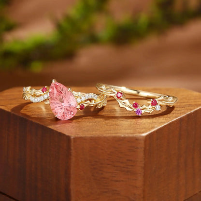 MUSHAN Custom Jewelry 925 Sterling Silver Ring Lab Pink Gemstones Band GRC Certificated Wedding Ring for Women 18K Gold Plated