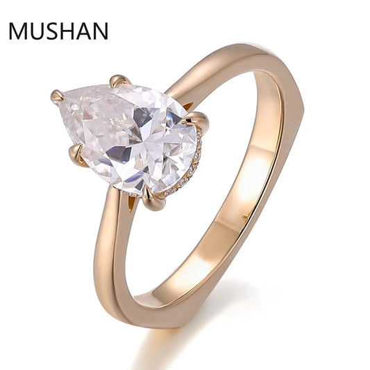 MUSHAN Luxury Custom 14K 18K Gold Rings Band Jewelry With Moissanite Diamond Lab Grown Gemstones Diamond Wedding Ring For Women