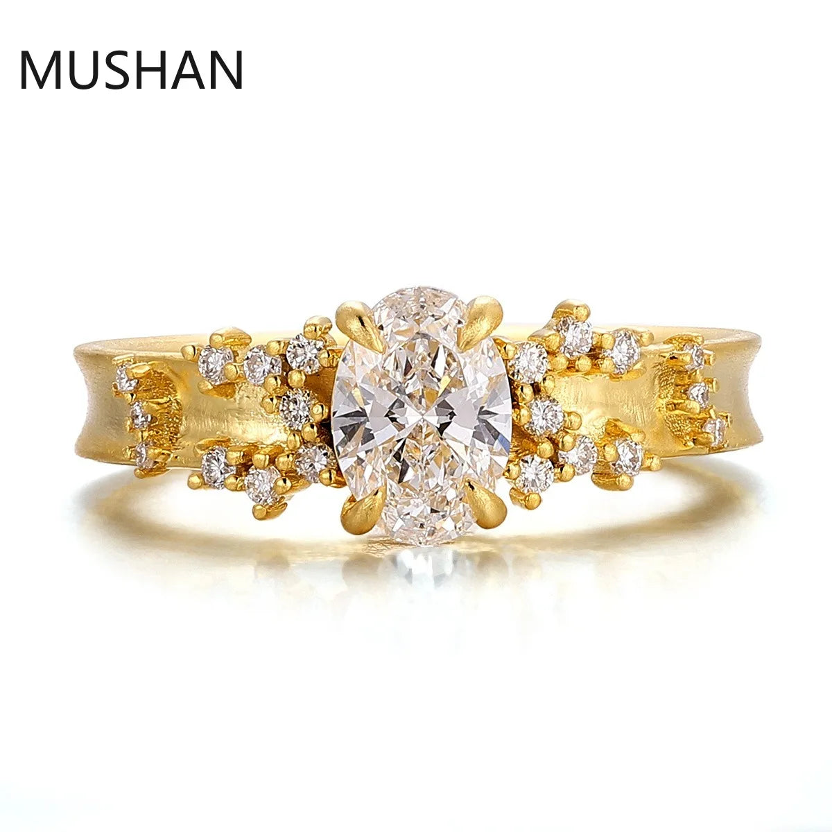 MUSHAN Luxury Custom 14K 18K Gold Rings Band Jewelry With Moissanite Diamond Lab Grown Gemstones Diamond Wedding Ring For Women