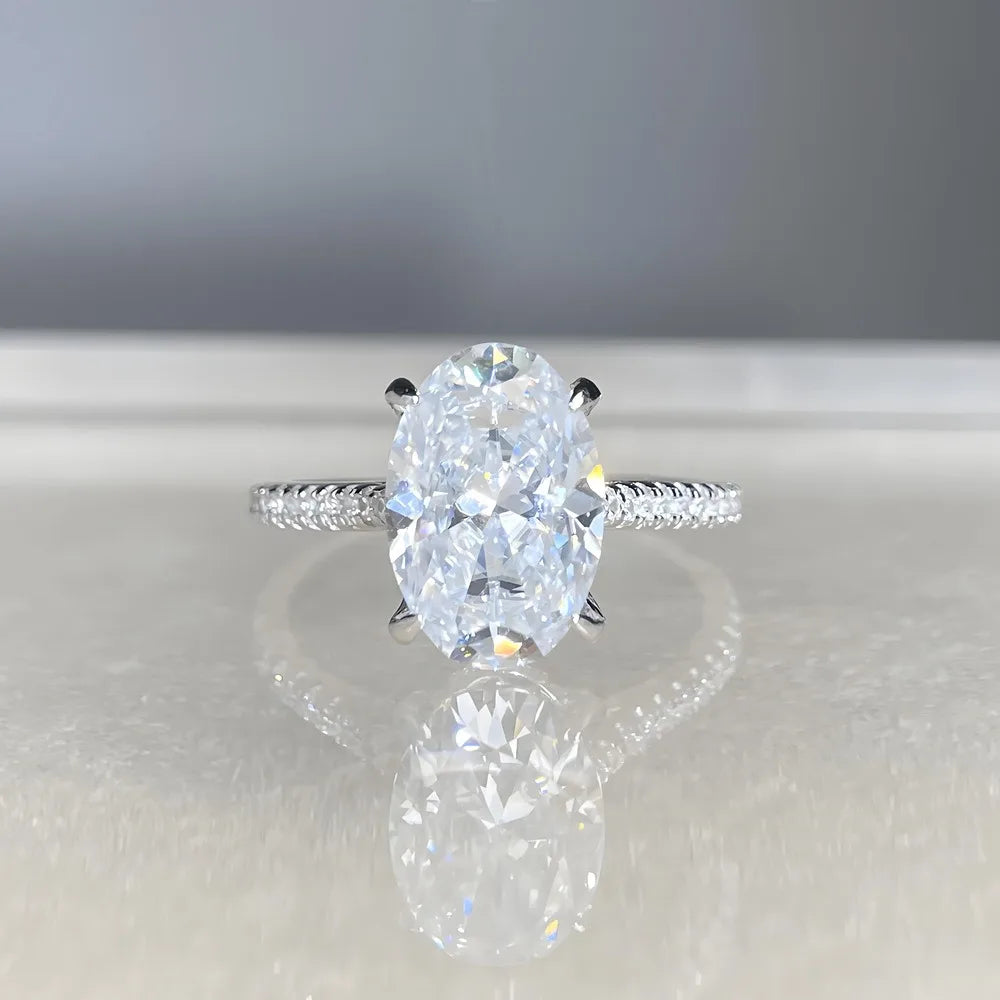 Anillo de lujo MUSHAN de plata de ley 925 para mujer, anillo con diamante de moissanita con certificado GRA, color D, esmeralda, joyería fina