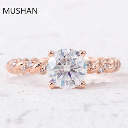 MUSHAN Luxury Custom 14K 18K Gold Rings Band Jewelry With Moissanite Diamond Lab Grown Gemstones Diamond Wedding Ring For Women