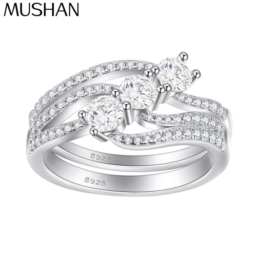 Bague de créateur MuShan en argent sterling 925, ornée de zircone cubique 7A, style princesse pour soirée, plaquée rhodium, bijou raffiné pour elle