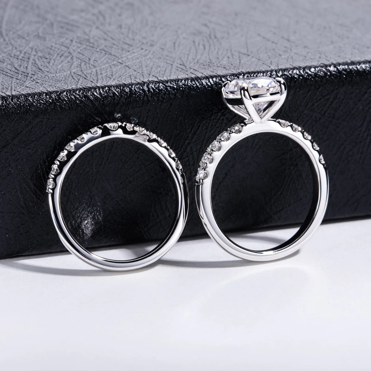 Anillo de plata de ley 925 de MuShan Luxury Jewelry, anillo encantador de moissanita VVS para esposa, bañado en oro auténtico de 18K, anillos con patente MST