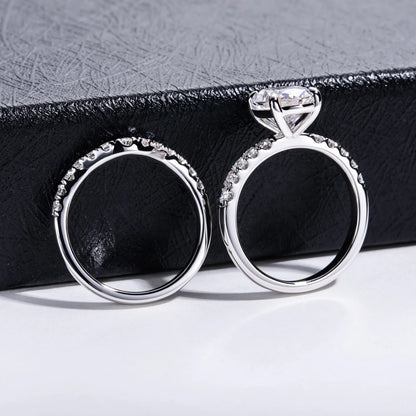 Anillo de plata de ley 925 de MuShan Luxury Jewelry, anillo encantador de moissanita VVS para esposa, bañado en oro auténtico de 18K, anillos con patente MST