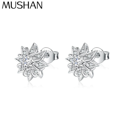 MuShan Luxury Jewelry 925 Sterling Silver Earrings Cubic Zirconia 5A Hoop Statement for Her 18K Gold Plated Fine Jewelry Earring