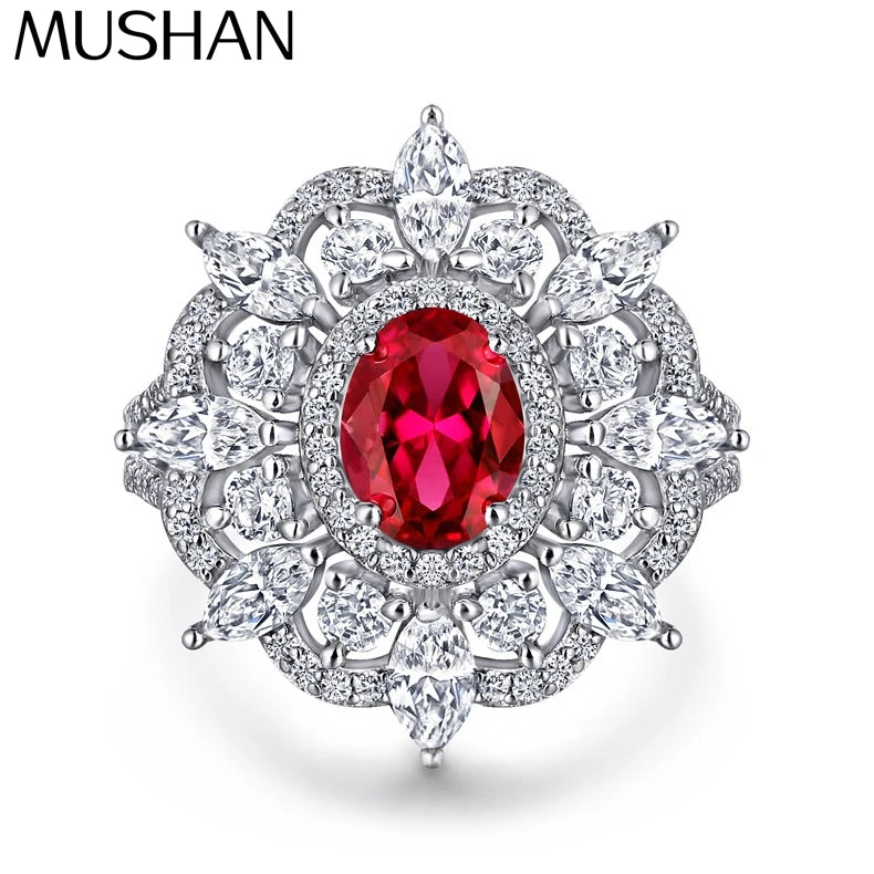 MuShan Jewelry 925 Sterling Silver Ring Wedding Band High Carbon Diamond Vintage Style Glamorous Style Women Rings Fine Jewelry