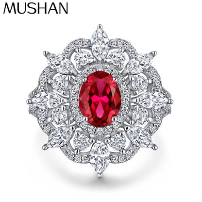 MuShan Jewelry 925 Sterling Silver Ring Wedding Band High Carbon Diamond Vintage Style Glamorous Style Women Rings Fine Jewelry