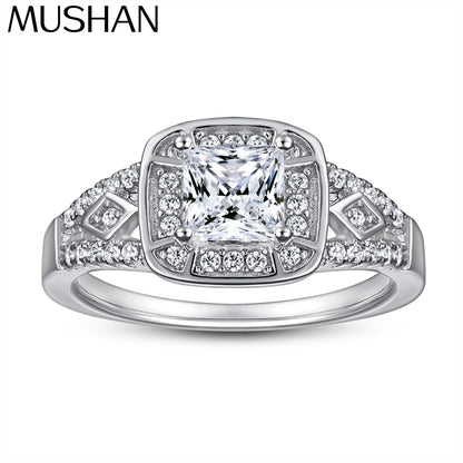 MuShan Jewelry 925 Sterling Silver Timeless Engagement Ring 5A Cubic Zirconia Valentine Anniversary Rings Bands  Women Gift