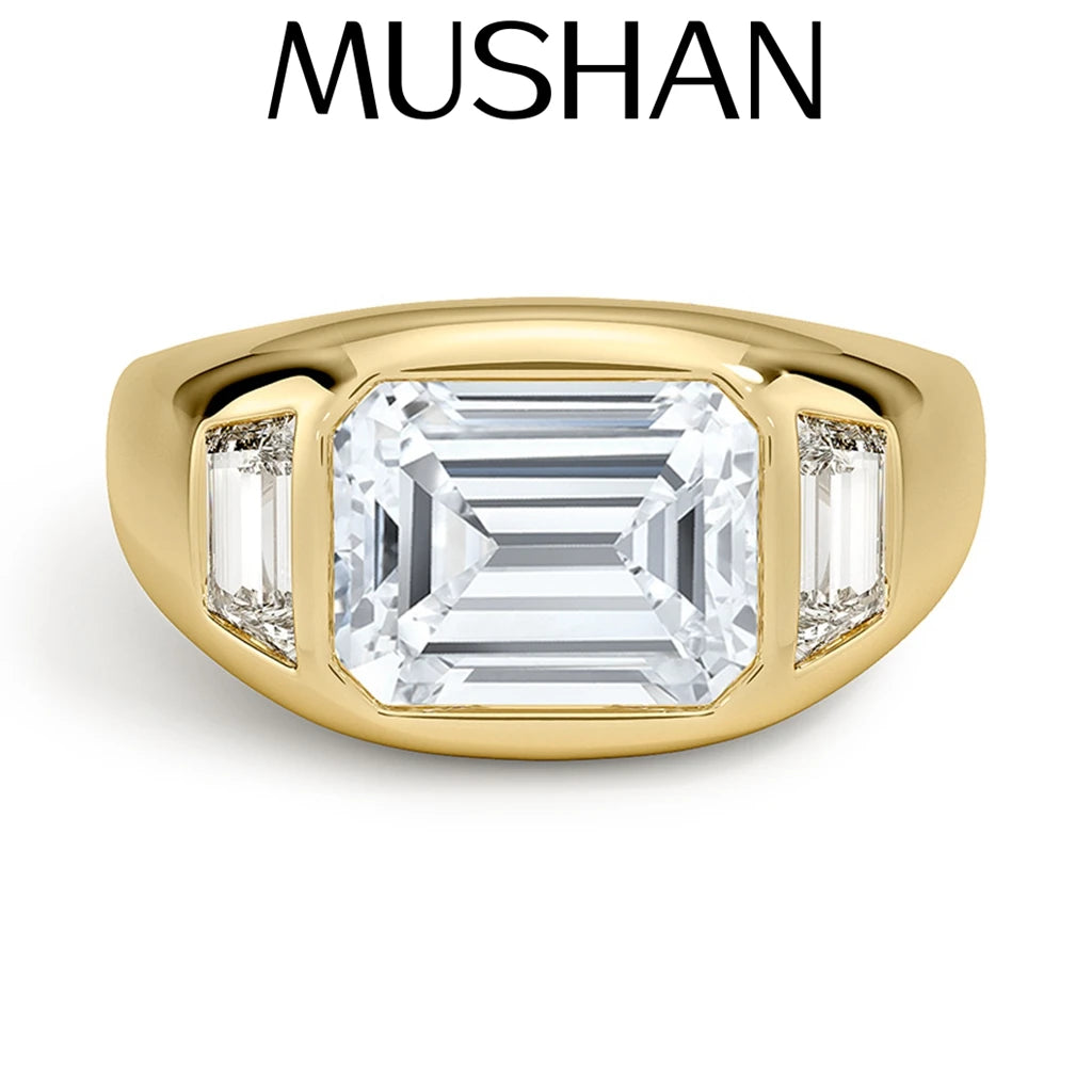 Anillo de joyería personalizada MUSHAN de plata de ley 925 con moissanita color D VVS1, regalo de lujo con incrustaciones de anillos de plata de ley 925 con diamante