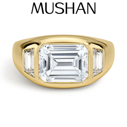 Anillo de joyería personalizada MUSHAN de plata de ley 925 con moissanita color D VVS1, regalo de lujo con incrustaciones de anillos de plata de ley 925 con diamante