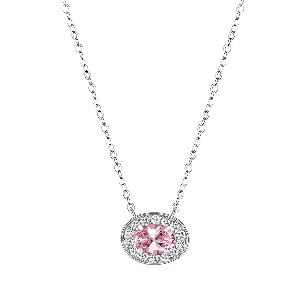 MuShan Jewelry 925 Sterling Silver Necklace Lab Grown Emerald Oval Luxury Gift for Women 18K Gold Plated Anniversary Necklace