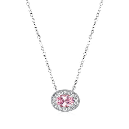 MuShan Jewelry 925 Sterling Silver Necklace Lab Grown Emerald Oval Luxury Gift for Women 18K Gold Plated Anniversary Necklace