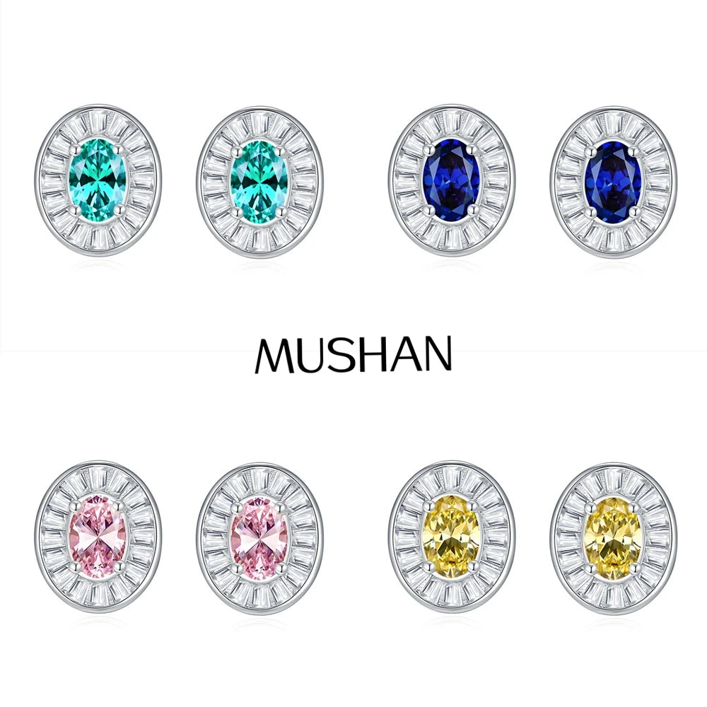 MuShan Jewelry 925 Sterling Silver Stud Earrings Dangle HCD Diamonds Minimalist Best Friend Gift Women Earring Fine Jewelry