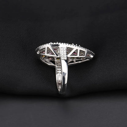 MUSHAN Custom Jewelry 925 Sterling Silver Ring Lab Red Ruby Asscher Luxury Ring for Women 18K Gold Plated Anniversary Rings