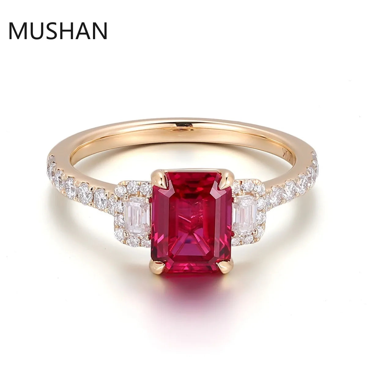 MUSHAN Luxury Custom 14K 18K Gold Rings Band Jewelry With Moissanite Diamond Lab Grown Gemstones Diamond Wedding Ring For Women