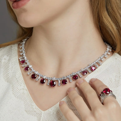 MUSHAN Luxury Jewelry 925 Sterling Silver Chain Pendant Necklace Lab Grown Emerald Ruby Gemstones Necklaces Pendants GRC Jewelry