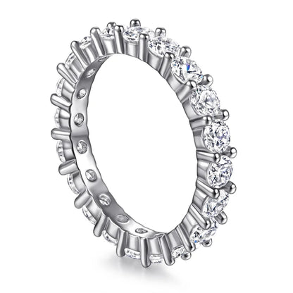 MuShan Jewelry 925 Sterling Silver Rings Bands Engagement Ring 7A Cubic Zirconia Delicate Anniversary Sparkle  Women Gift