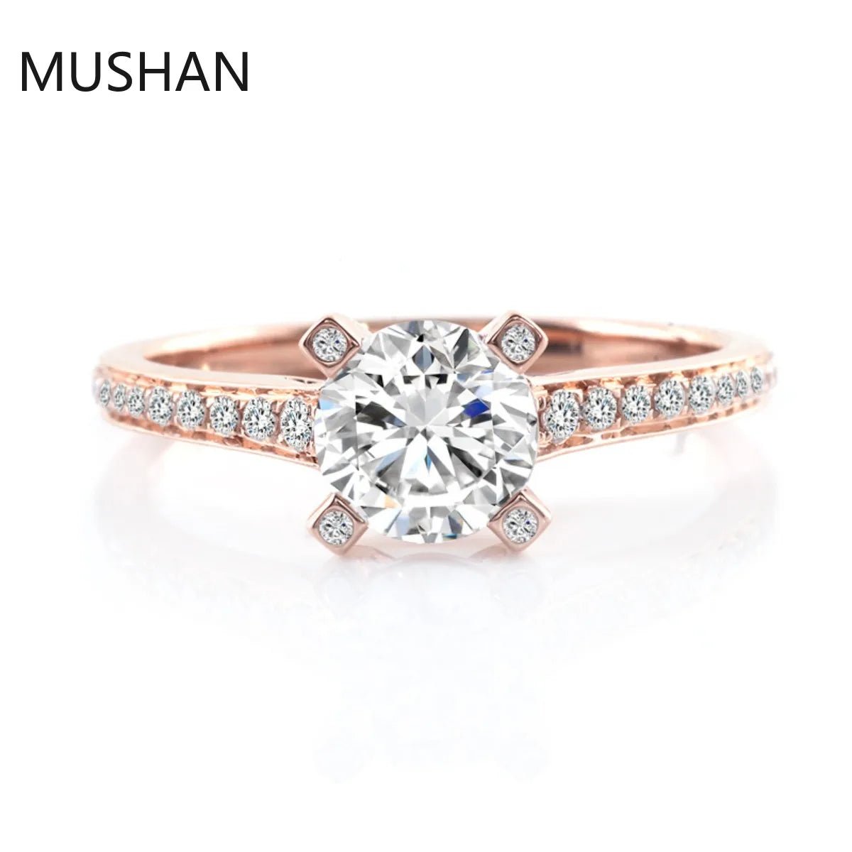 MUSHAN Luxury Custom 14K 18K Gold Rings Band Jewelry With Moissanite Diamond Lab Grown Gemstones Diamond Wedding Ring For Women