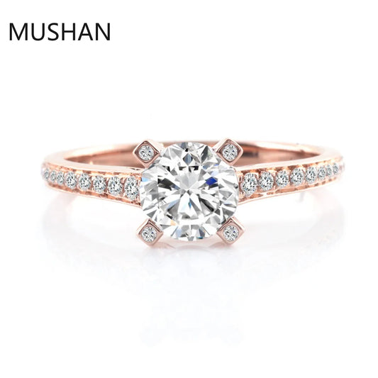 MUSHAN Luxury Custom 14K 18K Gold Rings Band Jewelry With Moissanite Diamond Lab Grown Gemstones Diamond Wedding Ring For Women