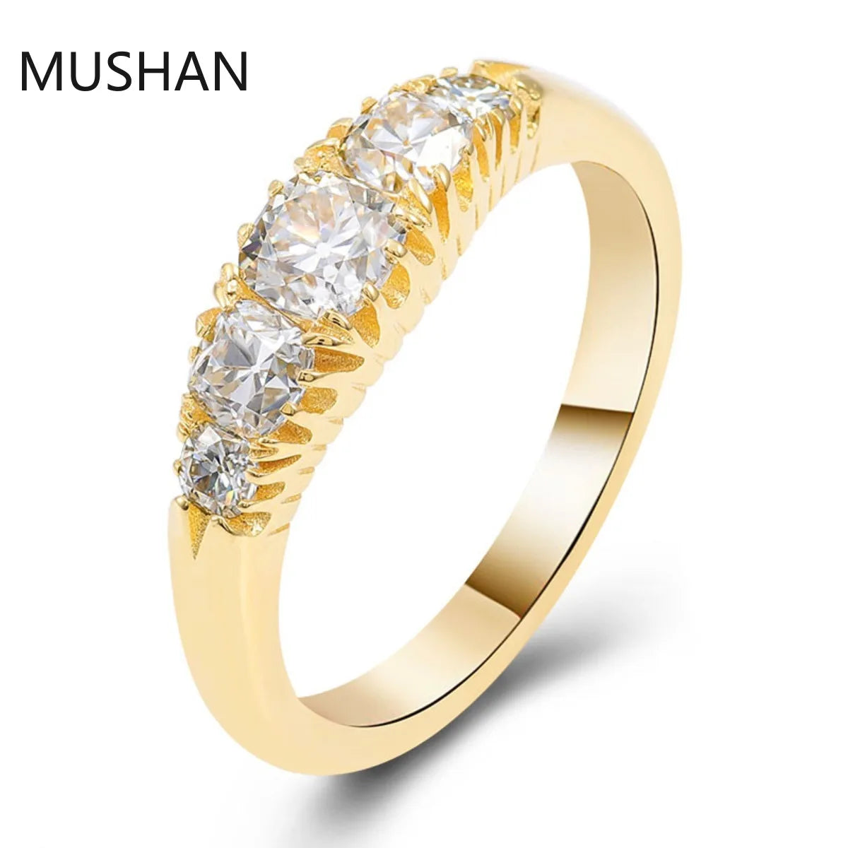 MUSHAN Luxury Custom 14K 18K Gold Rings Band Jewelry With Moissanite Diamond Lab Grown Gemstones Diamond Wedding Ring For Women