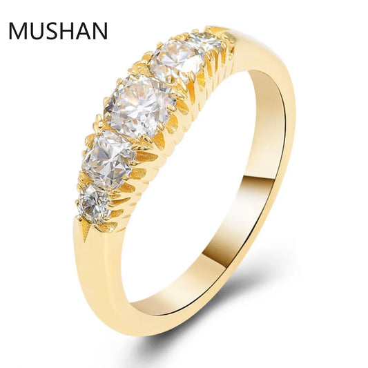 MUSHAN Luxury Custom 14K 18K Gold Rings Band Jewelry With Moissanite Diamond Lab Grown Gemstones Diamond Wedding Ring For Women