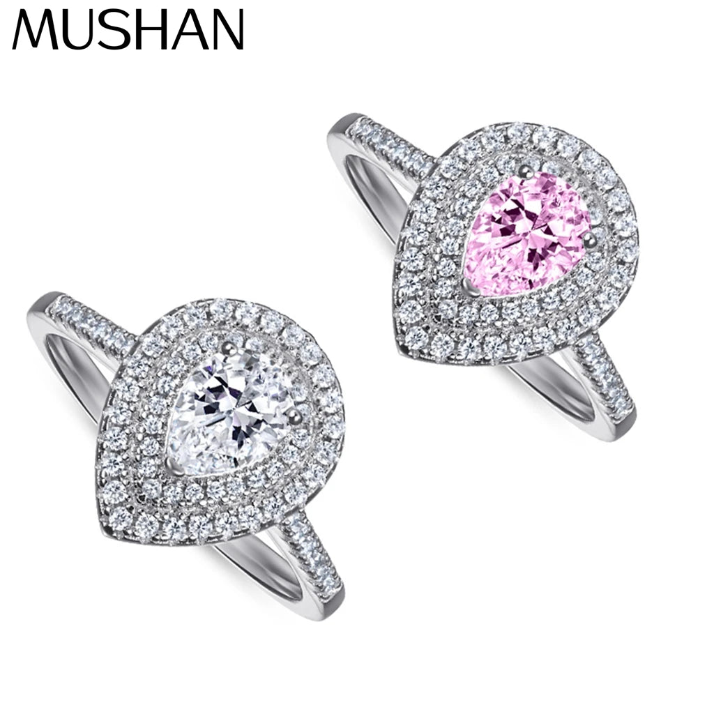 MuShan Jewelry 925 Sterling Silver Rings Bands Engagement Ring 7A Cubic Zirconia  Women Valentine Delicate  Women Gift