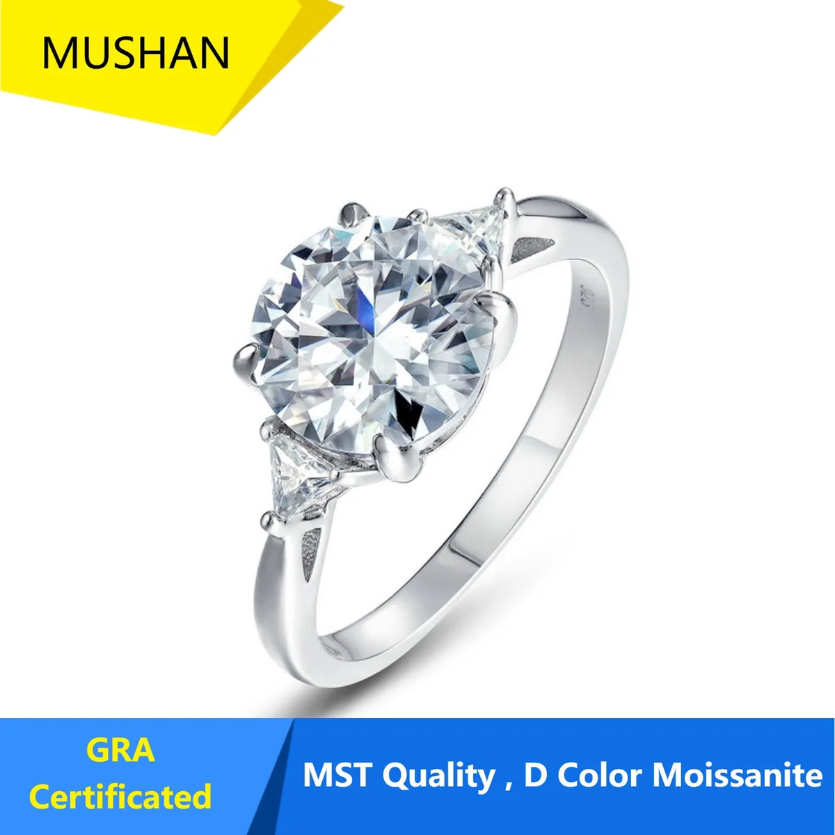 Anillo de compromiso de plata de ley 925 de MUHAN Luxury Jewelry, alianza de boda, anillo de diamantes de moissanita para mujer con certificado GRA, color D, joyería fina