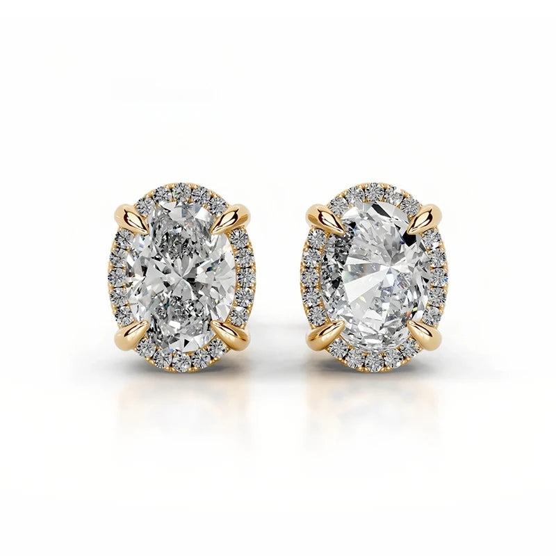MuShan Brand Jewelry 925 Sterling Silver Stud Earrings Moissanite Diamond Ear Pin Women 18k Gold Plated MST Patent Earrings Stud