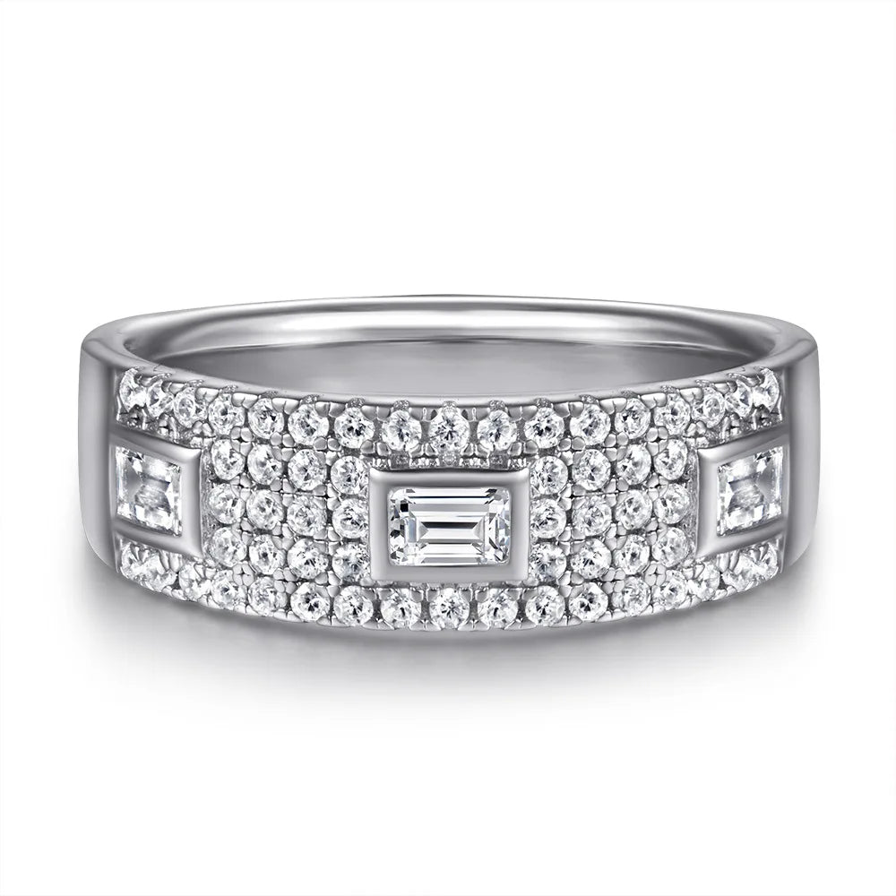 Bague de mariage MuShan Jewelry en argent sterling 925 avec diamant haute teneur en carbone, bijou chic pour femme, joaillerie fine
