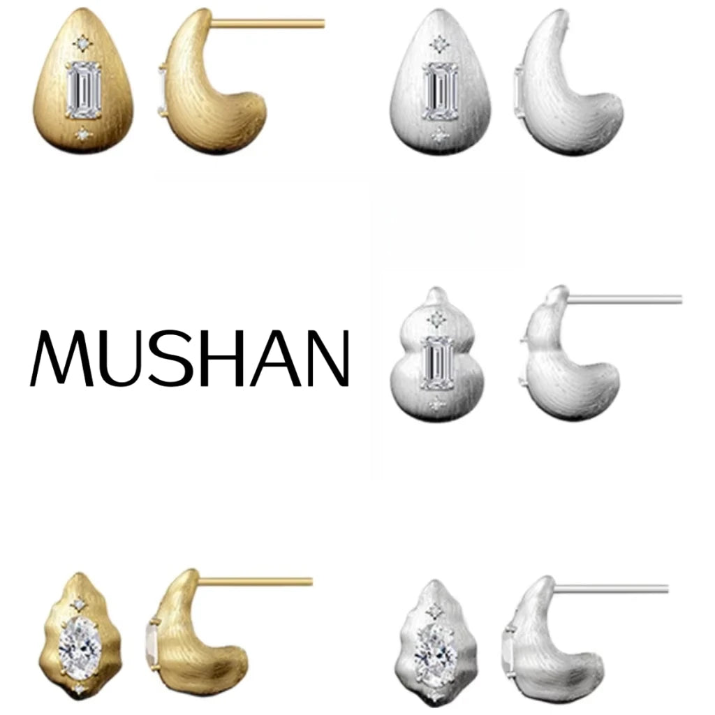 MUSHAN Joyería personalizada Pendientes de plata de ley 925, moissanita color D VVS1, pendientes de novia de amor fino, exquisitos accesorios de diamante