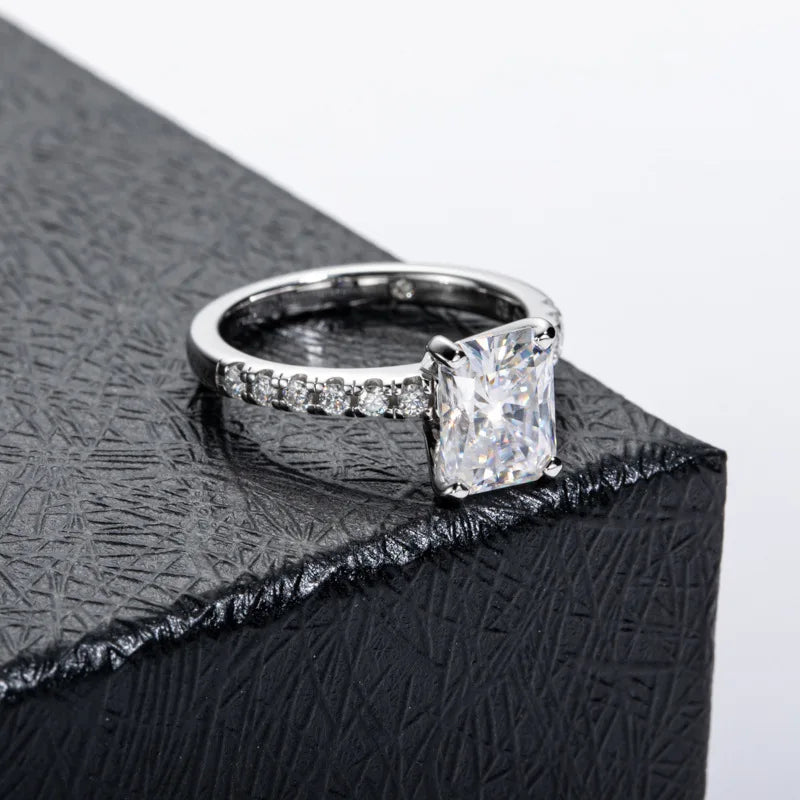 Bague en argent sterling 925 de la marque MuShan, bague brillante en moissanite VVS pour amie, plaquée or 18 carats, bagues fines brevetées MST