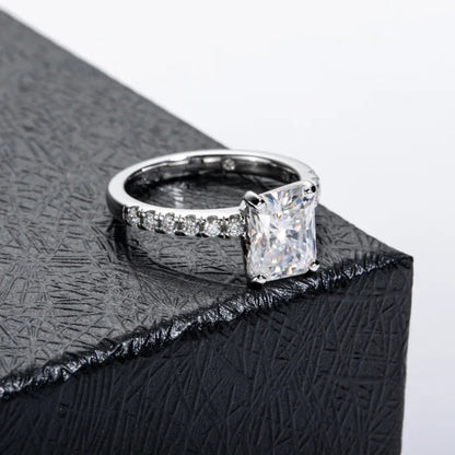 Bague en argent sterling 925 de la marque MuShan, bague brillante en moissanite VVS pour amie, plaquée or 18 carats, bagues fines brevetées MST