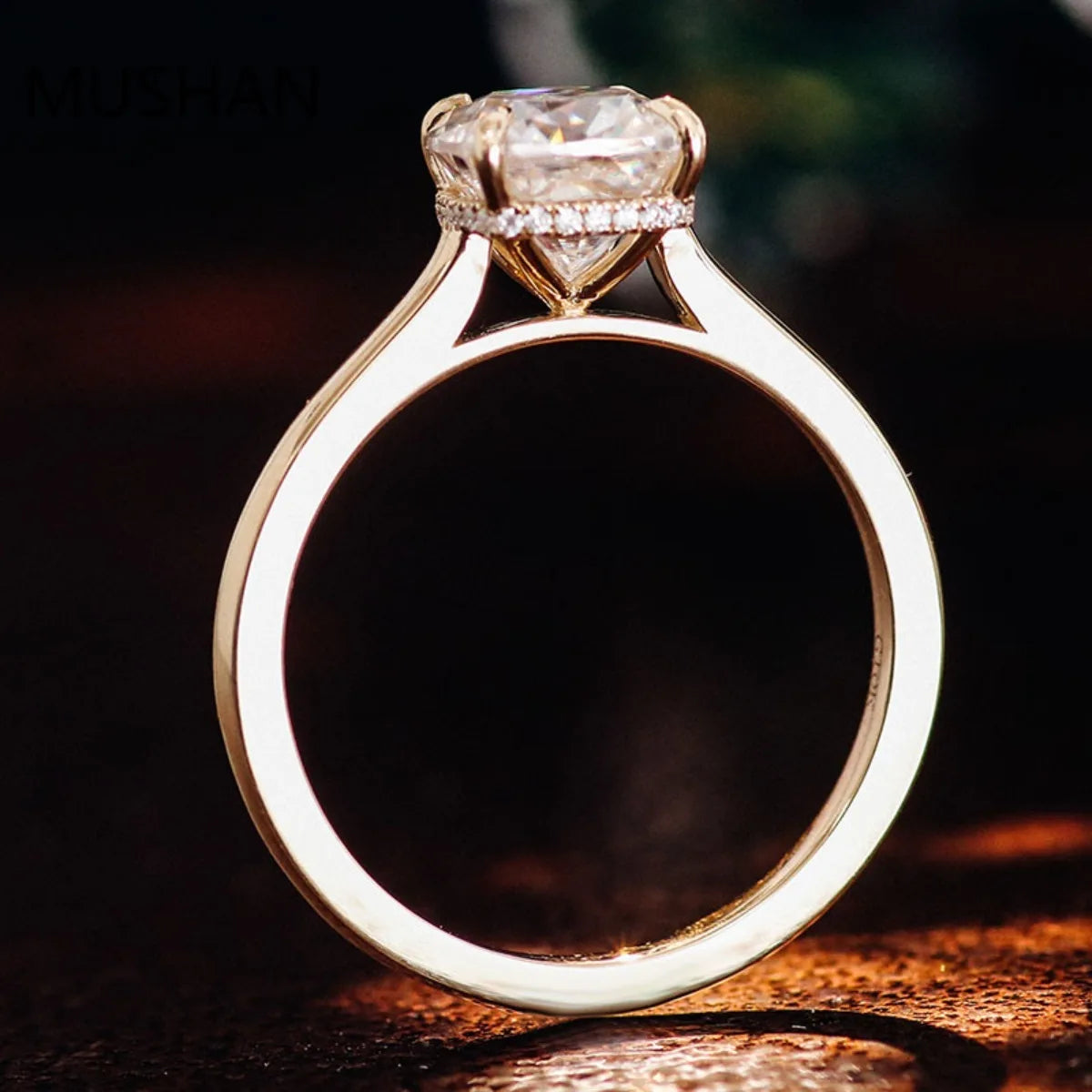 MUSHAN Luxury Custom 14K 18K Gold Rings Band Jewelry With Moissanite Diamond Lab Grown Gemstones Diamond Wedding Ring For Women