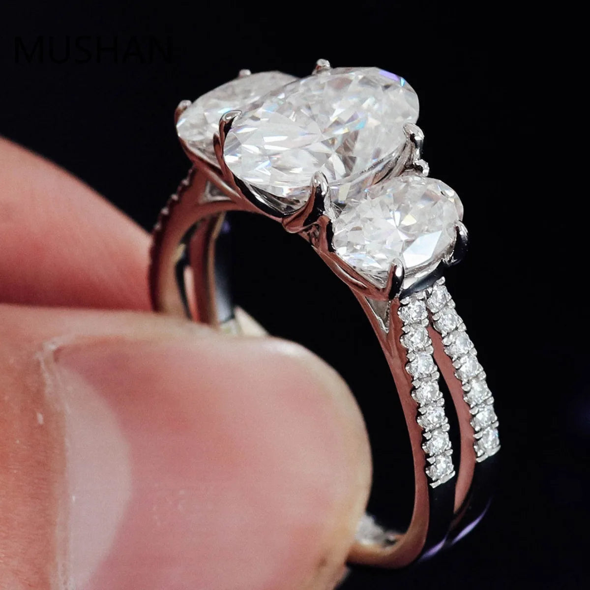 MUSHAN Luxury Custom 14K 18K Gold Rings Band Jewelry With Moissanite Diamond Lab Grown Gemstones Diamond Wedding Ring For Women