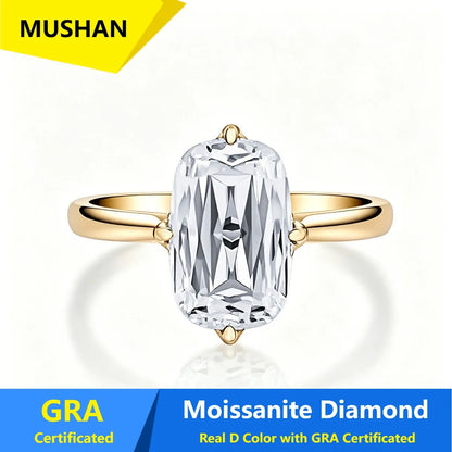 MUSHAN Luxury Jewelry 925 Sterling Silver Ring Band Women GRA Certificate Moissanite Diamond Emerald D Color Rings Fine Jewelry