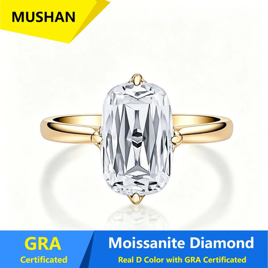 Anillo de banda de plata de ley 925 MUSHAN Luxury Jewelry, para mujer, con certificado GRA, diamante de moissanita, esmeralda, color D, joyería fina