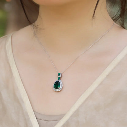 MUSHAN Luxury Jewelry 925 Sterling Silver Chain Pendant Necklace Lab Grown Emerald Ruby Gemstones Necklaces Pendants GRC Jewelry