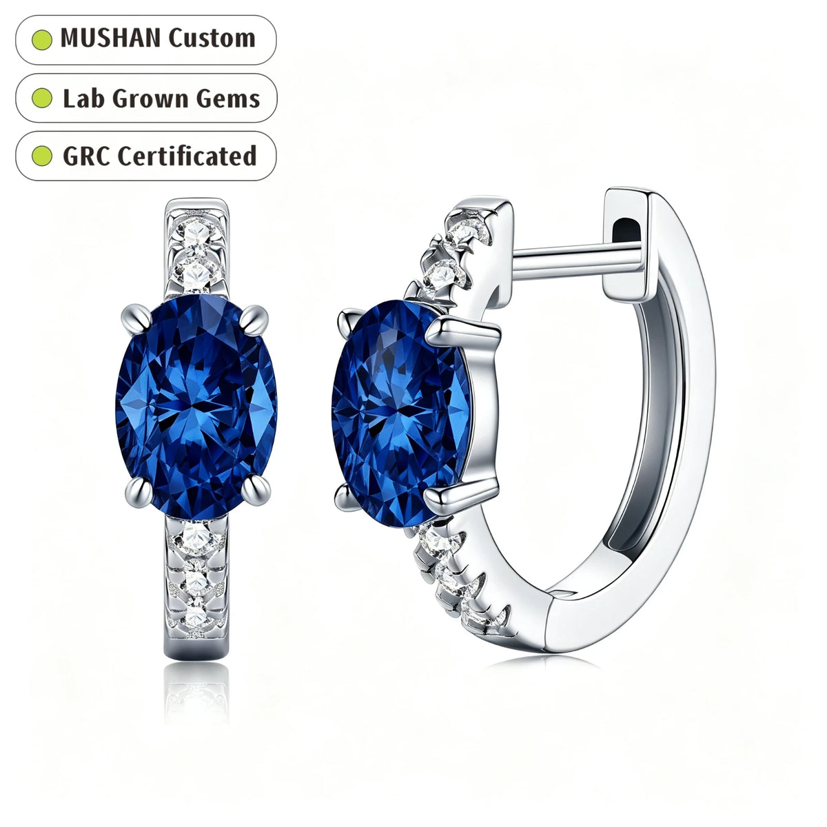 MUSHAN Custom Jewelry 925 Sterling Silver Stud 2.15CT Earrings Women Lab Grown Gemstones Ruby Emerald Sapphire Stud Drop Jewelry