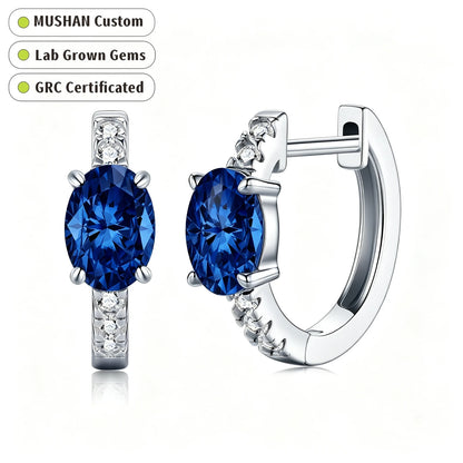 MUSHAN Custom Jewelry 925 Sterling Silver Stud 2.15CT Earrings Women Lab Grown Gemstones Ruby Emerald Sapphire Stud Drop Jewelry