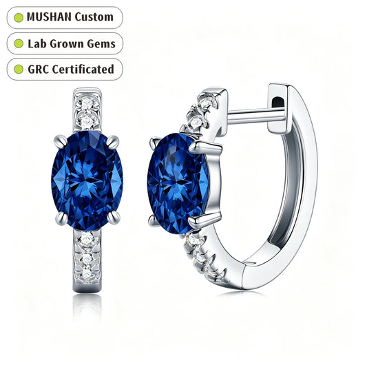 MUSHAN Custom Jewelry 925 Sterling Silver Stud 2.15CT Earrings Women Lab Grown Gemstones Ruby Emerald Sapphire Stud Drop Jewelry