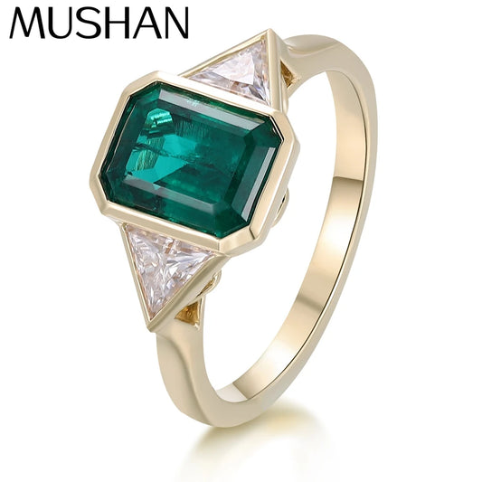 MUSHAN Bespoke Jewelry 3ct Lab Grown Emerald Ring Band Platinum PT950 10K 14K 18K Gold Jewelry Rings For Women Wedding Party