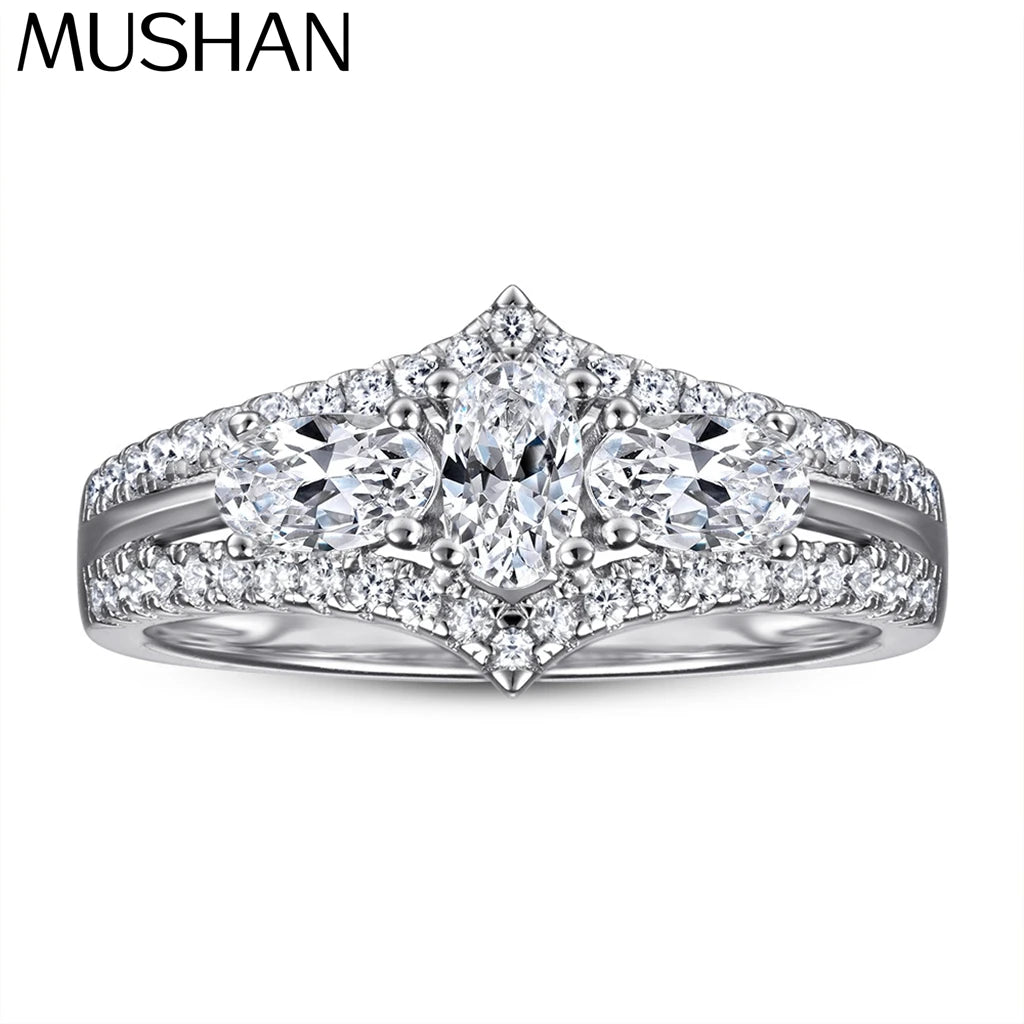 MuShan Jewelry 925 Sterling Silver Romantic Engagement Ring 7A Cubic Zirconia Rings Bands Timeless Anniversary  Women Gift