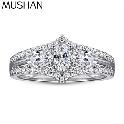 MuShan Jewelry 925 Sterling Silver Romantic Engagement Ring 7A Cubic Zirconia Rings Bands Timeless Anniversary  Women Gift