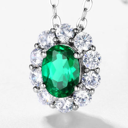 MUSHAN Luxury Jewelry 925 Sterling Silver Chain Pendant Necklace Lab Grown Emerald Ruby Gemstones Necklaces Pendants GRC Jewelry